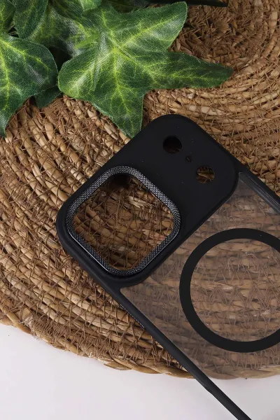 Siyah TeknoCase İPhone 17 Pro Max Uyumlu Clear Lüx Case Serisi Lens Hediyeli Sert Silikon Telefon Kılıfı 430762