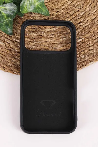 Siyah TeknoCase İPhone 17 Pro Max Uyumlu Ella Diamond Case Serisi Lens Hediyeli Sert Silikon Telefon Kılıfı 457840
