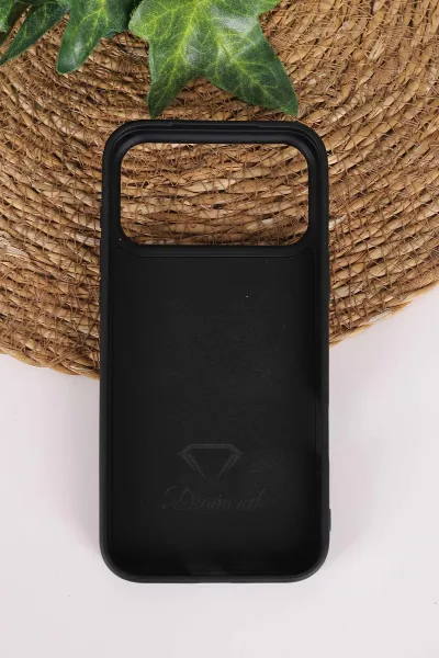 Siyah TeknoCase İPhone 17 Pro Max Uyumlu Nelly Diamond Serisi Taşlı Lens Hediyeli Sert Silikon Telefon Kılıfı 480970