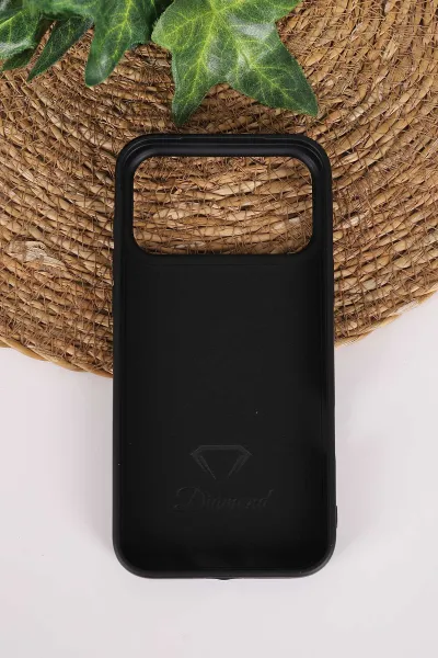 Siyah TeknoCase İPhone 17 Pro Max Uyumlu Perfect Diamond Case Serisi Taşlı Lens Hediyeli Sert Silikon Telefon Kılıfı 480865