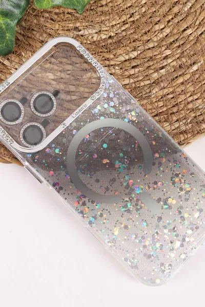 Siyah TeknoCase İPhone 17 Pro Max Uyumlu Sortie Diamond Case Serisi Sert Silikon Telefon Kılıfı 458014