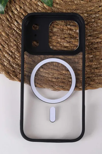 Siyah TeknoCase İPhone 17 Pro Uyumlu Clear Lüx Case Serisi Lens Hediyeli Sert Silikon Telefon Kılıfı 430756