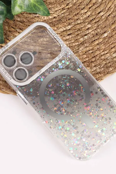 Siyah TeknoCase İPhone 17 Pro Uyumlu Sortie Diamond Case Serisi Sert Silikon Telefon Kılıfı 458010