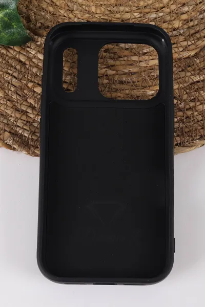 Siyah TeknoCase İPhone 17 Pro Uyumlu Viola Diamond Case Serisi Kartlıklı Lens Hediyeli Sert Silikon Telefon Kılıfı 430864