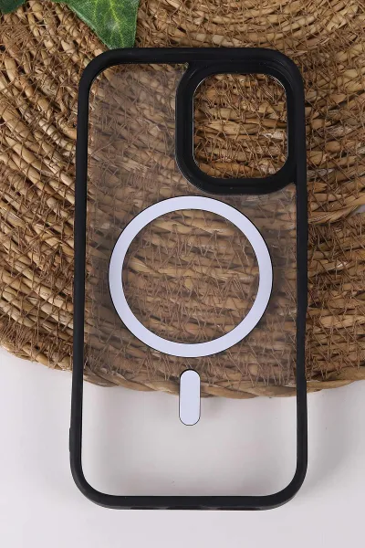 Siyah TeknoCase İPhone 17 Uyumlu Clear Lüx Case Serisi Lens Hediyeli Sert Silikon Telefon Kılıfı 430750