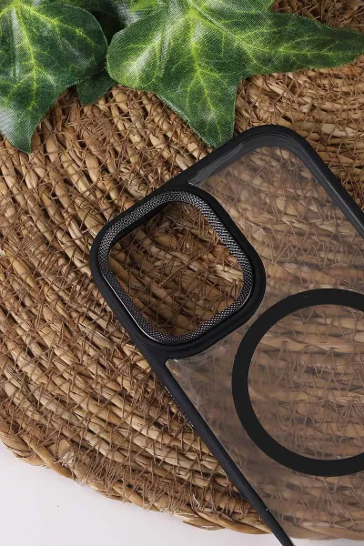 Siyah TeknoCase İPhone 17 Uyumlu Clear Lüx Case Serisi Lens Hediyeli Sert Silikon Telefon Kılıfı 430750
