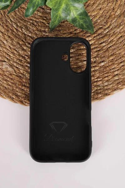 Siyah TeknoCase İPhone 17 Uyumlu Nelly Diamond Serisi Taşlı Lens Hediyeli Sert Silikon Telefon Kılıfı 480961