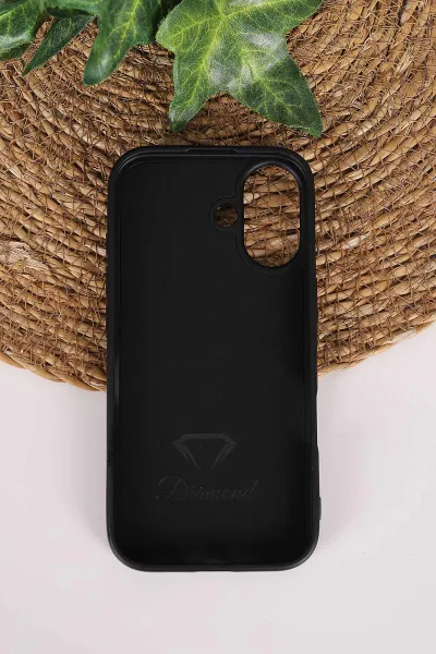 Siyah TeknoCase İPhone 17 Uyumlu Perfect Diamond Case Serisi Taşlı Lens Hediyeli Sert Silikon Telefon Kılıfı 480852