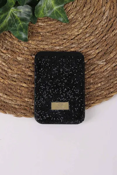 Siyah TeknoCase İPhone 17 Uyumlu Viola Diamond Case Serisi Kartlıklı Lens Hediyeli Sert Silikon Telefon Kılıfı 430857