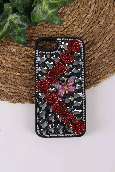 siyah-teknocase-iphone-7-ve-iphone-8-uyumlu-daisy-case-serisi-tasli-vakumlu-sert-silikon-telefon-kilifi-431121
