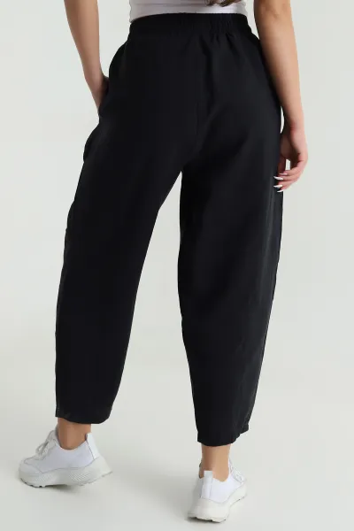Siyah Tencel Boncuklu Şalvar Kadın Pantolon 481046