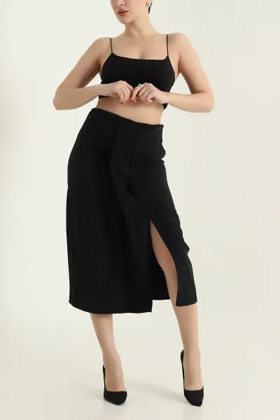 Siyah Tencel Modal Twil Kadın Etek 434018