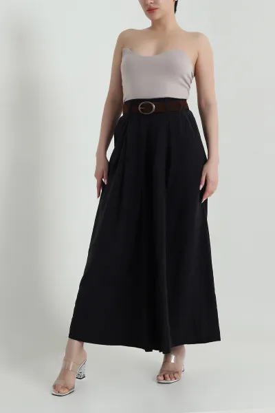 Siyah Tencel Pileli Kadın Pantolon 458261