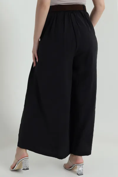 Siyah Tencel Pileli Kadın Pantolon 458261