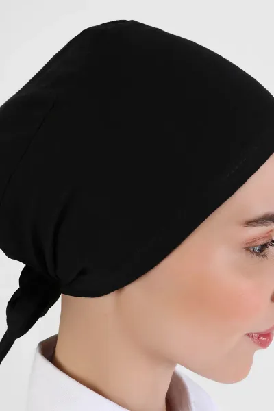 Siyah Tesettür Düz Dikişli Penye Bone 454210