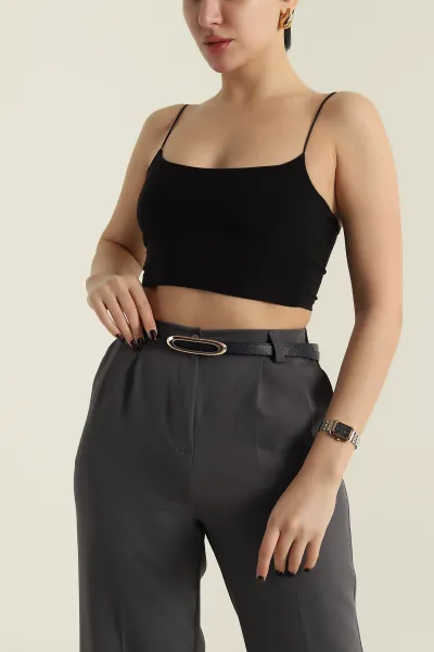 Siyah Toka Detay Kadın İnce Kemer 421463