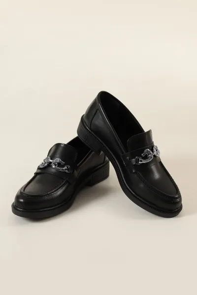Siyah Toka Detay Loafer Ayakkabı 240113