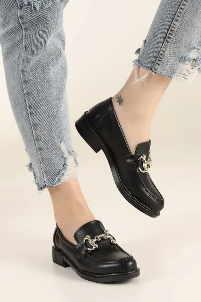 Siyah Toka Detay Loafer Ayakkabı 250118