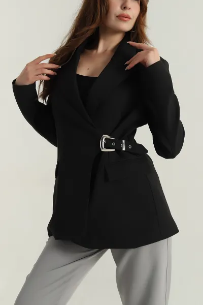 Siyah Toka Detaylı Double Kadın Ceket 399342