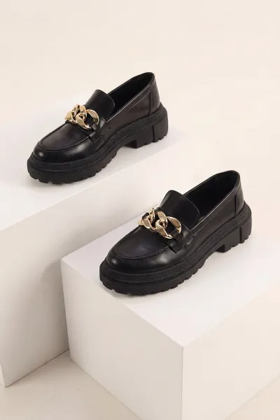 Siyah Toka Detaylı Kadın Loafer Ayakkabı 431575