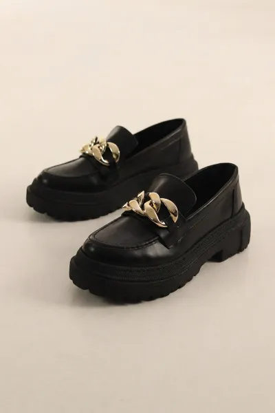 Siyah Toka Detaylı Kadın Loafer Ayakkabı 435937