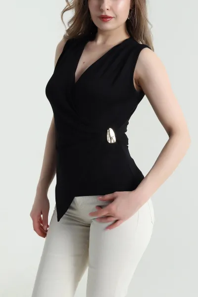 Siyah Tokalı Buzzy Kadın Bluz 460265