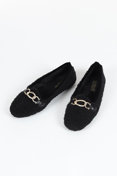 Siyah Tokalı Peluş Babet 132549