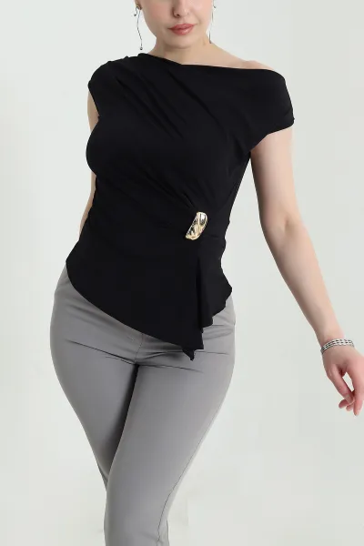 Siyah Tokalı Sandy Kadın Bluz 455785