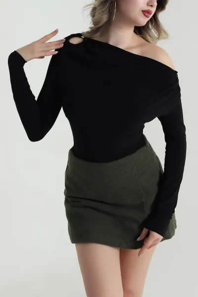 Siyah Tokalı Sandy Kadın Bluz 488870