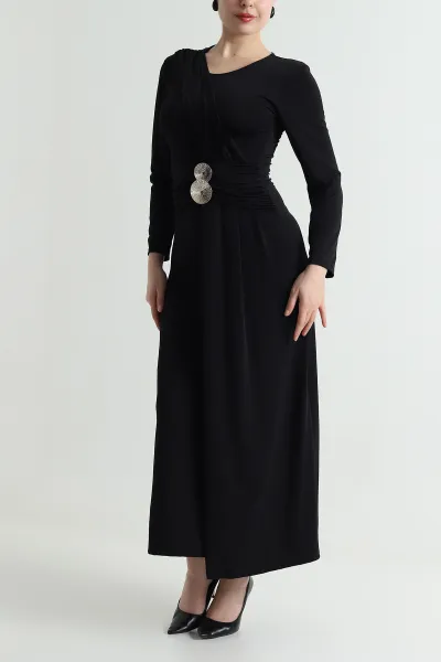 Siyah Tokalı Sandy Kadın Elbise 495048