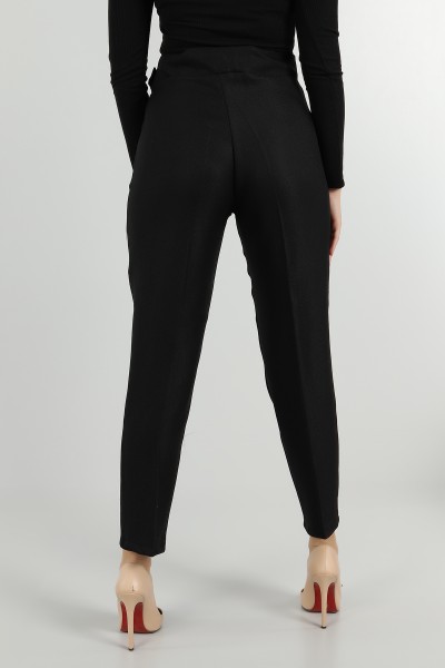 Siyah Tokalı Yün Efekt Bayan Pantolon 149401