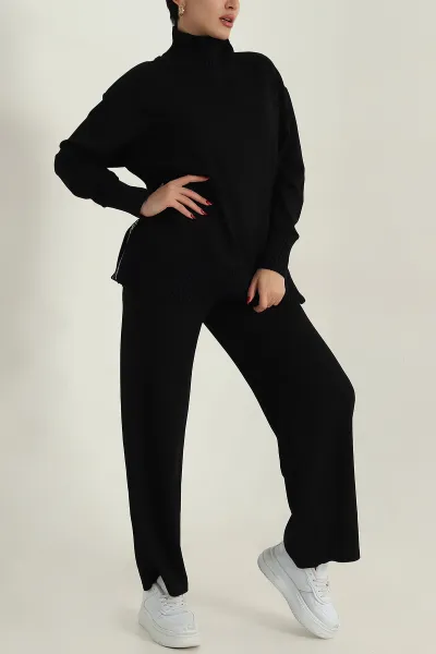 Siyah Triko Garnili Modal Kadın İkili Takım 414266