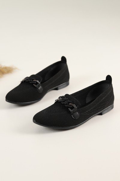 Siyah Triko Tokalı Babet Ayakkabı 182840