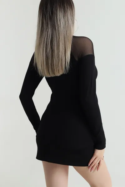 Siyah Tül Detay Çilek Kadın Bluz 489927