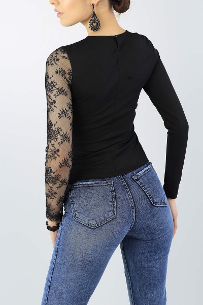 Siyah Tül Tasarımlı Bluz 54142