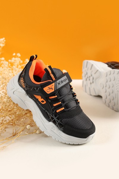 Siyah Turuncu (31-35 Filet) Kalın Taban Fuspetli Erkek Çocuk Spor Ayakkabı 221722