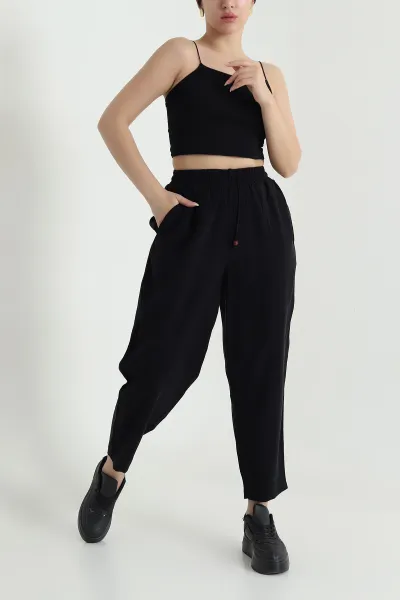 siyah-twil-modal-beli-lastikli-kadin-pantolon-469593