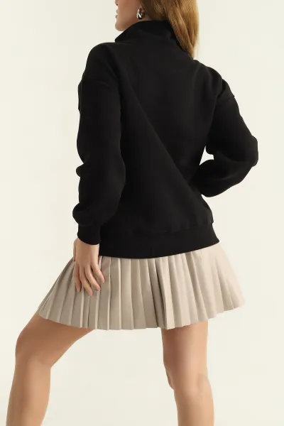 Siyah Üç İp İçi Şardonlu Bayan Sweat 312674