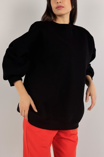 Siyah Üç İp İçi Şardonlu Sweat Tunik 138557
