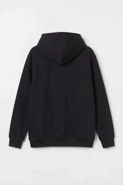 Siyah Üç İp Şardonlu Kapüşonlu Erkek Sweatshirt 497782
