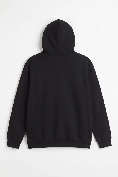 Siyah Üç İp Şardonlu Kapüşonlu Erkek Sweatshirt 500072