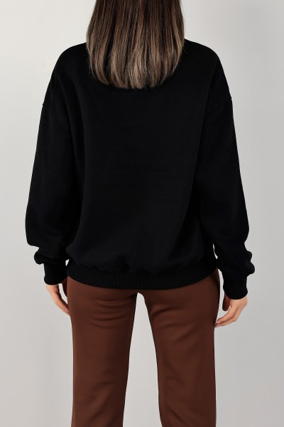 Siyah Üç İplik Şardonlu Sweat 141586