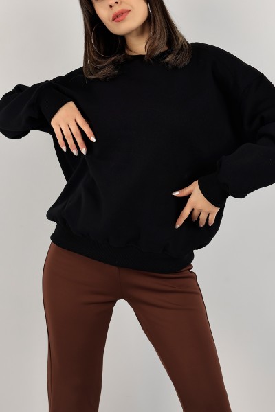 Siyah Üç İplik Şardonlu Sweat 141586