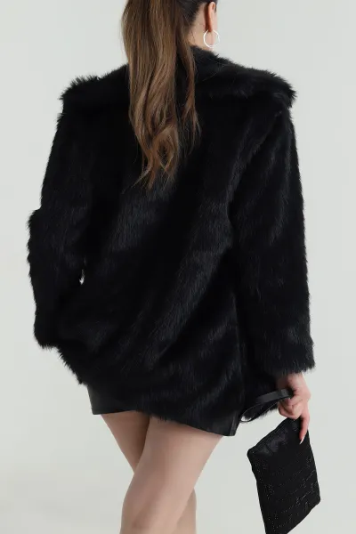 Siyah Uzun Lolita Astarlı Kadın Kürk 484221