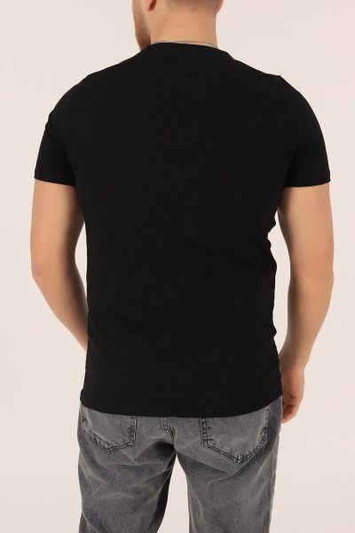 Siyah V Yaka Basic Erkek Tişört 169564