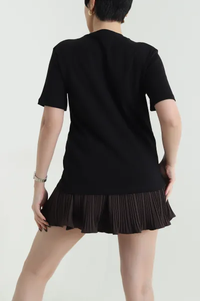 Siyah V Yaka İnterlok Kadın Tişört 453732