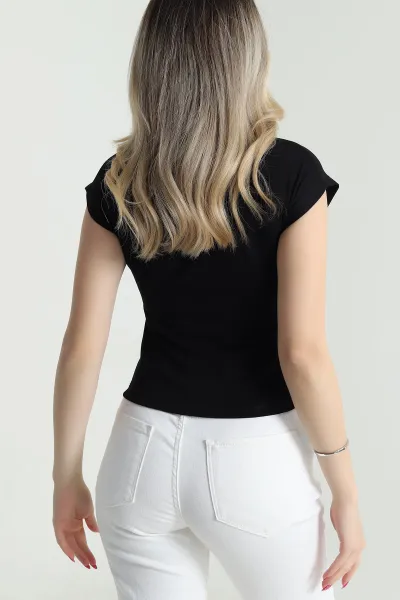 Siyah V Yaka Kadın Bluz 476504