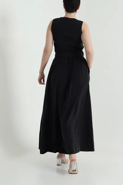 Siyah V Yaka Tencel Kadın İkili Takım 462585