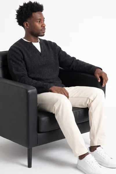 Siyah V Yaka Triko Erkek Sweatshirt 492018