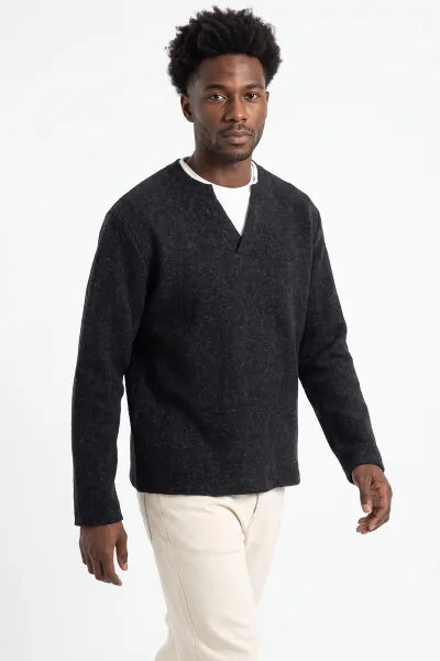 Siyah V Yaka Triko Erkek Sweatshirt 492018